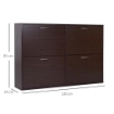 SCARPIERA SALVASPAZIO DA 24 PAIA CON MENSOLE REGOLABILI E 4 CASSETTI IN LEGNO 120X24X81 CM MARRONE