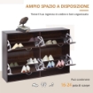 SCARPIERA SALVASPAZIO DA 24 PAIA CON MENSOLE REGOLABILI E 4 CASSETTI IN LEGNO 120X24X81 CM MARRONE