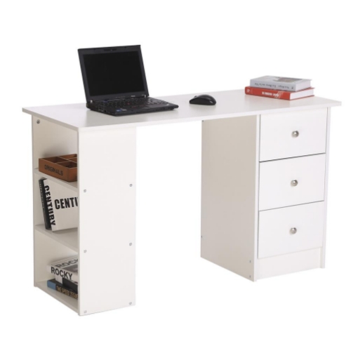 SCRIVANIA CON CASSETTI E RIPIANI PORTAOGGETTI 120 X 49 X 72 CM BIANCO