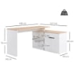 SCRIVANIA ANGOLARE CON LIBRERIA A 2 RIPIANI ARMADIETTO E CASSETTO 140X117X76 CM COLOR LEGNO E BIANCO
