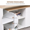 SCRIVANIA ANGOLARE CON LIBRERIA A 2 RIPIANI ARMADIETTO E CASSETTO 140X117X76 CM COLOR LEGNO E BIANCO