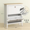 SCARPIERA SLIM 2 CASSETTI PER 14 PAIA DI SCARPE TAGLIA EU44 E RIPIANI REGOLABILI 80X24X95.5 CM BIANCO