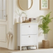 SCARPIERA SLIM 2 CASSETTI PER 14 PAIA DI SCARPE TAGLIA EU44 E RIPIANI REGOLABILI 80X24X95.5 CM BIANCO