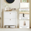 SCARPIERA SLIM 2 CASSETTI PER 14 PAIA DI SCARPE TAGLIA EU44 E RIPIANI REGOLABILI 80X24X95.5 CM BIANCO