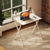 SCRIVANIA PIEGHEVOLE CON RIPIANO PER MONITOR 81.5X62X86.5 CM BIANCO