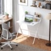 SCRIVANIA PIEGHEVOLE CON RIPIANO PER MONITOR 81.5X62X86.5 CM BIANCO