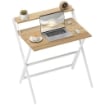SCRIVANIA PIEGHEVOLE CON RIPIANO PER MONITOR 81.5X62X86.5 CM LEGNO E BIANCO