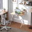 SCRIVANIA PIEGHEVOLE CON RIPIANO PER MONITOR 81.5X62X86.5 CM LEGNO E BIANCO