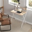 SCRIVANIA PIEGHEVOLE CON RIPIANO PER MONITOR 81.5X62X86.5 CM LEGNO E BIANCO