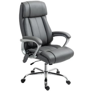 SEDIA DA UFFICIO MASSAGGIANTE A 6 PUNTI E INCLINABILE IN PELLE PU E ACCIAIO 66X72X113-121 CM GRIGIO CARBONE