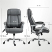 SEDIA DA UFFICIO MASSAGGIANTE A 6 PUNTI E INCLINABILE IN PELLE PU E ACCIAIO 66X72X113-121 CM GRIGIO CARBONE