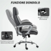 SEDIA DA UFFICIO MASSAGGIANTE A 6 PUNTI E INCLINABILE IN PELLE PU E ACCIAIO 66X72X113-121 CM GRIGIO CARBONE