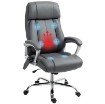 SEDIA DA UFFICIO MASSAGGIANTE A 6 PUNTI E INCLINABILE IN PELLE PU E ACCIAIO 66X72X113-121 CM GRIGIO CARBONE