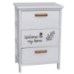 MA-MAISON MOBILE DA ARREDO IN LEGNO BIANCO CON 3 CASSETTI E SCRITTA WELCOME DIMENSIONI 40 X 29 X 58H CM