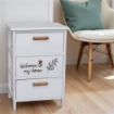 MA-MAISON MOBILE DA ARREDO IN LEGNO BIANCO CON 3 CASSETTI E SCRITTA WELCOME DIMENSIONI 40 X 29 X 58H CM