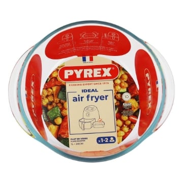 PYREX TEGLIA TONDA DI VETRO COMPATIBILE CON FRIGGITRICE AD ARIA 350° DIMENSIONI 20 X 7 CM  OKX