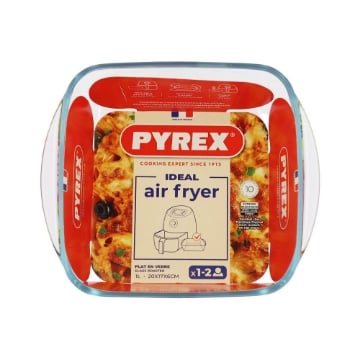 PYREX TEGLIA QUADRATA DI VETRO COMPATIBILE CON FRIGGITRICE AD ARIA MAX 350° DIMENSIONI 20 X 17 X 5,6 CM OKX