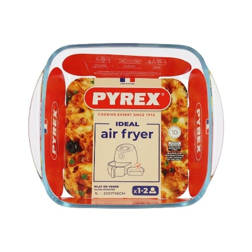 PYREX TEGLIA QUADRATA DI VETRO COMPATIBILE CON FRIGGITRICE AD ARIA MAX 350° DIMENSIONI 20 X 17 X 5,6 CM OKX
