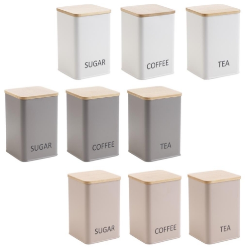 MA MAISON BARATTOLO DREAMY RETTANGOLARE PER ZUCCHERO, CAFFÈ E TÈ CAPACITÀ 1,25 LT CON TAPPO IN LEGNO DIMENSIONI 10 X 10 X 15 CM ASSORTITO OKX