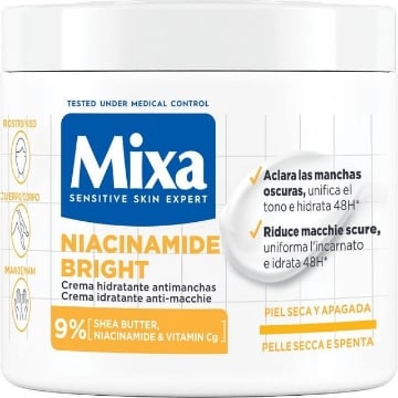 MIXA SENSITIVE SKIN EXPERT CREMA IDRATANTE ANTI-MACCHIE NIACINAMIDE BRIGHT 400 ML VISO,CORPO E MANI 