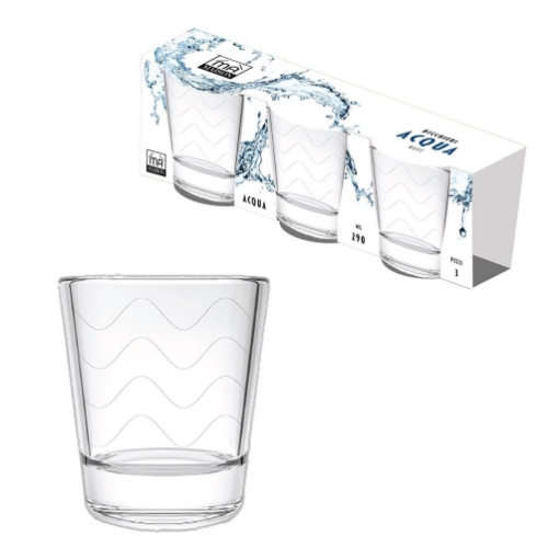 MA MAISON SET DA 3 PZ BICCHIERE D'ACQUA CON FANTASIA WAVE IN VETRO CAPACITÀ 290 ML OKX