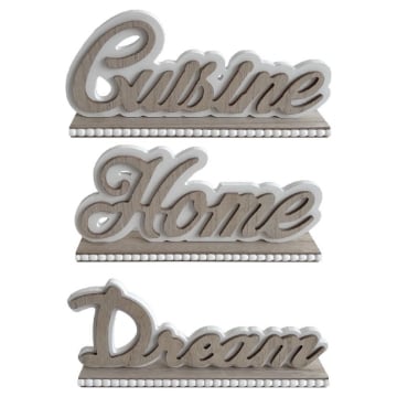 MA MAISON DECORAZIONI DA TAVOLO CON SCRITTA IN LEGNO DREAM.CUISINE O HOME DIMENSIONI 25 X 11 CM - SCRITTA ASSORTITA OKX