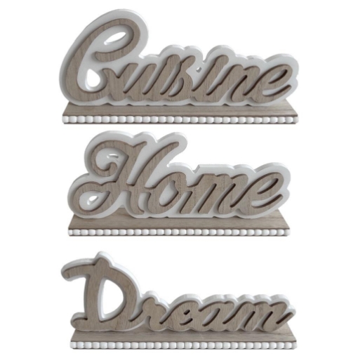 MA MAISON DECORAZIONI DA TAVOLO CON SCRITTA IN LEGNO DREAM.CUISINE O HOME DIMENSIONI 25 X 11 CM - SCRITTA ASSORTITA OKX