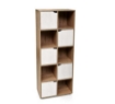 LIBRERIA CUBICA IN LEGNO COLORE LEGNO LEGGERO E BIANCO CON CASSETTI A FORMA DI CUBO APRIBILI 60X30X153H CM 