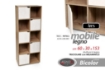LIBRERIA CUBICA IN LEGNO COLORE LEGNO LEGGERO E BIANCO CON CASSETTI A FORMA DI CUBO APRIBILI 60X30X153H CM 