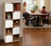 LIBRERIA CUBICA IN LEGNO COLORE LEGNO LEGGERO E BIANCO CON CASSETTI A FORMA DI CUBO APRIBILI 60X30X153H CM 