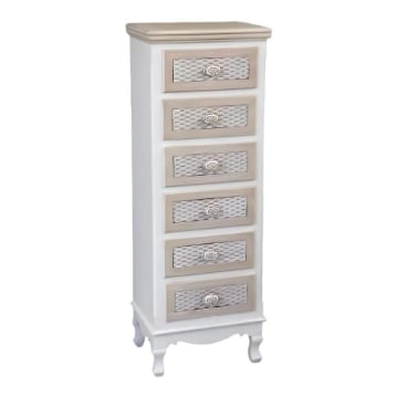 CHARM CASSETTIERA A 6 CASSETTI 40X30XH112 CM COLORE BIANCO E CREMA OKX