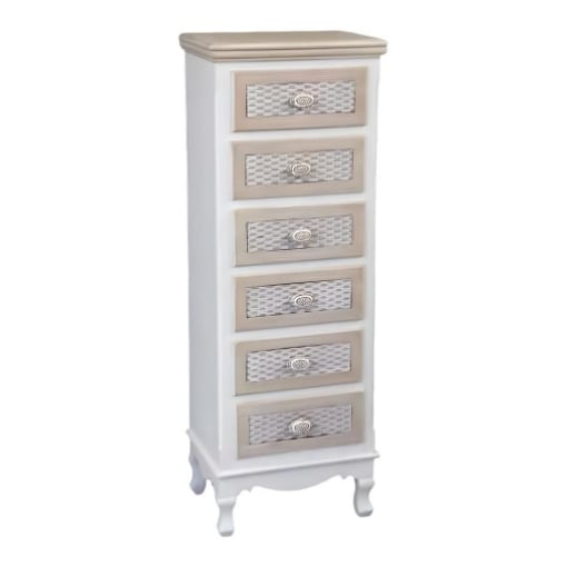 CHARM CASSETTIERA A 6 CASSETTI 40X30XH112 CM COLORE BIANCO E CREMA OKX