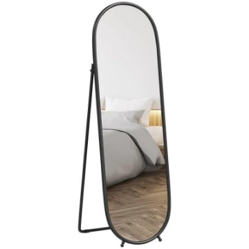SPECCHIO A FIGURA INTERA DA TERRA CON SUPPORTO PIEGHEVOLE IN VETRO E METALLO 40X41X159 CM NERO