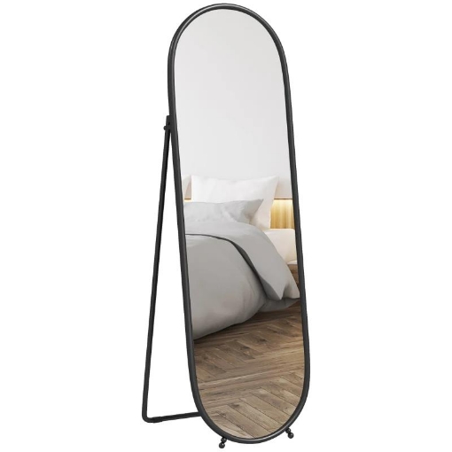 SPECCHIO A FIGURA INTERA DA TERRA CON SUPPORTO PIEGHEVOLE IN VETRO E METALLO 40X41X159 CM NERO