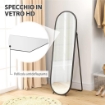 SPECCHIO A FIGURA INTERA DA TERRA CON SUPPORTO PIEGHEVOLE IN VETRO E METALLO 40X41X159 CM NERO
