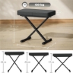 SGABELLO PER PIANOFORTE PIEGHEVOLE E REGOLABILE SU 4 ALTEZZE IN PELLE PU SCHIUMA E METALLO 60X32X53-63 CM NERO