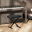 SGABELLO PER PIANOFORTE PIEGHEVOLE E REGOLABILE SU 4 ALTEZZE IN PELLE PU SCHIUMA E METALLO 60X32X53-63 CM NERO