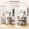 SET BANCONE BAR PIEGHEVOLE E 2 SGABELLI ALTI CON SCHIENALE PORTAVINI E PORTACALICI MARRONE