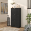 SCARPIERA SALVASPAZIO A 3 CASSETTI CON RIPIANI REGOLABILI SU 2 LIVELLI, IN LEGNO, 60X23.5X115 CM, NERO