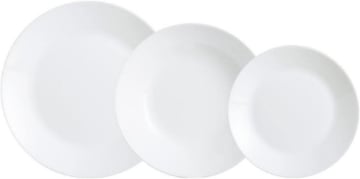 LUMINARC SERVIZIO PIATTI ZELIE 18 PEZZI PER 6 PERSONE COLORE BIANCO - 6 FONDI - 6 PIANI - 6 FRUTTA - DESIGN MODERNO E LUCIDO 