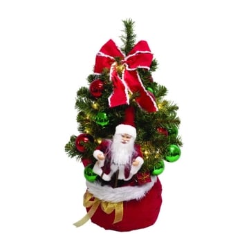 MAURY'S ALBERO DI NATALE ARTIFICIALE IN PVC VERDE CON VARIE DECORAZIONI BASE ROSSA DIMENSIONI H. 60 CM OKX