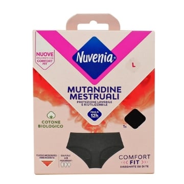 NUVENIA MUTANDE MESTRUALI IN COTONE BIOLOGICO FINO A 12 ORE TAGLIA L NERA OKX