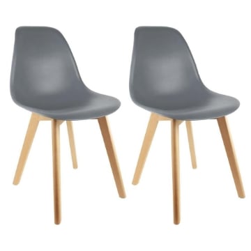 MAURY'S SET 2 SEDIE DA ARREDO GREY ELEGANTI CON GAMBE IN LEGNO 