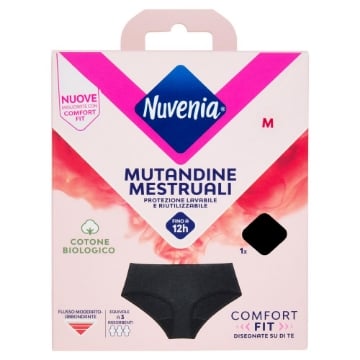 NUVENIA MUTANDE MESTRUALI IN COTONE BIOLOGICO FINO A 12 ORE TAGLIA M NERA OKX