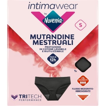 NUVENIA MUTANDE MESTRUALI IN COTONE BIOLOGICO FINO A 12 ORE TAGLIA S NERA OKX