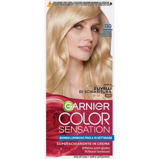 GARNIER TINTA COLOR SENSATION SUPERSCHIARENTE IN CREMA EFFETTO ANTI-GIALLO N.110 BIONDO CHIARISSMO NATURALE OKX