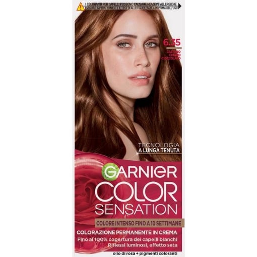 GARNIER TINTA COLOR SENSATION A LUNGA TENUTA COPERTURA DEI CAPELLI BINACHI 100% N.6.35 CASTANO CHIARO CIOCCOLATO OKX