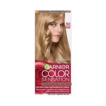 GARNIER TINTA COLOR SENSATION A LUNGA TENUTA COPERTURA DEI CAPELLI BINACHI 100% N.8.0 BIONDO CHIARO OKX