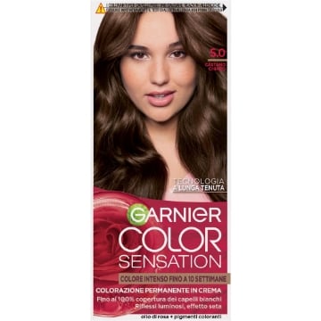 GARNIER TINTA COLOR SENSATION KIT A LUNGA TENUTA COPERTURA DEI CAPELLI BINACHI 100% N.5.0 CASTANO CHIARO OKX