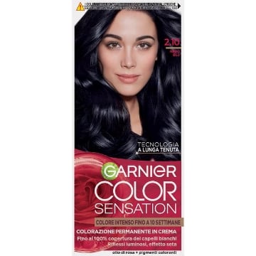 GARNIER TINTA COLOR SENSATION A LUNGA TENUTA COPERTURA DEI CAPELLI BINACHI 100% N.2.10 NERO BLU OKX